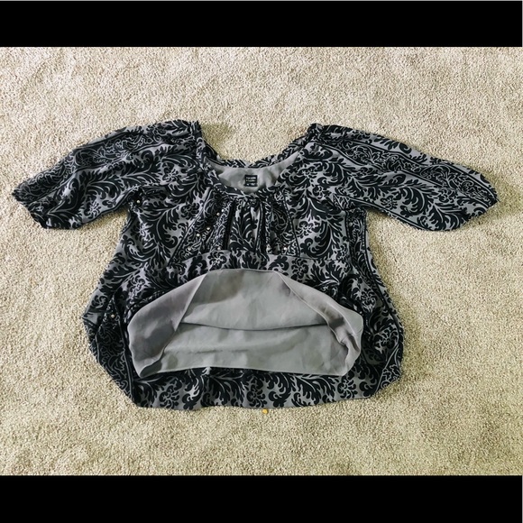 Nicole Miller Beaded Relaxed Blouse Top Size 14 Chiffon Summer Shoulders Off - Picture 6 of 14